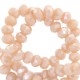 Faceted glass beads 4x3mm disc Soft shell pink-pearl shine coating